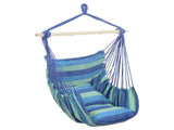 Distinctive Cotton Canvas Hanging Rope Chair with Pillows Blue 90443373
