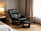 PU Leather Swivel Recliner, Reclining Chair with Footrest, Black 51978044