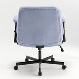 Chair with Wheels and Flip Arms-Comfy Fabric Cross Legged Office Chair with Thick Cushion&Wide Seat, 77632924