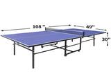9*4.1ft Blue Mid-Size Table Tennis Table Foldable & Portable Ping Pong Table Set for Indoor Games W1408P478681