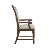 Formal Traditional Design Armchair Set of 2 Cherry Finish Fabric Upholstery Nailhead Trim Wooden B011P239542
