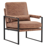 Single Iron Frame Chair Light Brown Technology Fabric Indoor Leisure Chair 43319375