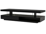 VIBE HAUS LED Coffee Table with Storage, Modern Center Table with 2 Drawers and Display Shelves, WF307038AAB