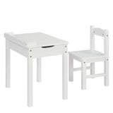 Flip Top Kids Table and Chair Set, Wood Activity Table Set with Storage Space for Arts Crafts, White 50422470