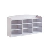 ZUN White Shoe Storage Bench, Nine Storage Shelves, Entryway Organizer B107131298