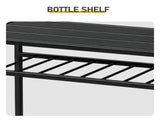 Black Outdoor Patio Bar Table with Multi-Tier Storage Shelves & Wine Glass Rack, Iron Bar Table, 110 35459775