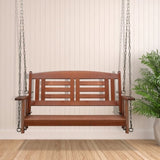 112*53*52cm 500lbs With Chain Double Wooden Swing Reddish Brown 97242072
