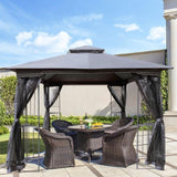 ZUN 10x10 Outdoor Patio Gazebo Canopy Tent With Ventilated Double Roof And Mosquito net W41940785