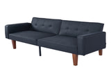 Modern PU Leather Futon Sofa with Tufted Backrest, Adjustable Reclining Couch with Wood & Metal 17372453