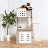 Cat Tree with Litter Box Enclosure, All-in-one Cat Tower for Indoor Cats with Large Hammock, Bed, W1687P304379