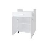 FM FURNITURE Burnside Kitchen Cart with 2 Doors and 1 Drawer, White B128P301404