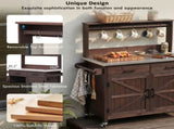 54.1" Outdoor Kitchen Island with High Shelf, Large Outdoor Potting Bench Table with Stainless Steel 39311171