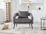 Modern Upholstered Velvet Open Back Accent Chair Barrel Dining Chair with Metal Legs, Cozy Round W3118P312816