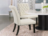 Set of 2 Fabric Upholstered Dining Chairs, Beige B016P224580