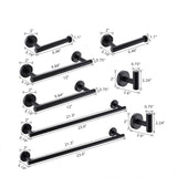 8-Pieces Matte Black Bathroom Accessories Stainless Steel Bathroom Hardware Bath Towel Bar W1932140142