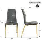 ZUN Modern PU seat dining chair Living room chair Upholstered chair, gold-plated metal legs design, W210P226025