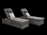 Outdoor Chaise Lounge Chair Set of 2 with Storage Patio Pool Chairs Tanning Lounges for W874P266307