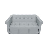 2-SEATER CONVERTIBLE VELVET LOVESEAT SOFA BED GRAY PULL-OUT SLEEPER COUCH WITH SIDE POCKET, W1867P315755