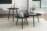 Modern Style Nesting Cocktail Tables and Side Table 3-Piece Occasional Table Set Black Metal Legs B011P232142