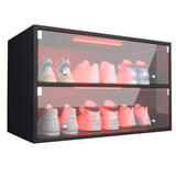 ZUN Black Glass Door Shoe Box Shoe Storage Cabinet For Sneakers With RGB Led Light 19101903