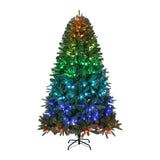 ZUN 6 FT Pre-lit Artificial Christmas Tree, APP Controlled Xmas Tree Hinged Branches with 330 RGB Lights 40315249