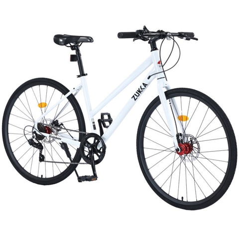 ZUN 7 Speed Hybrid bike Disc Brake 700C Road Bike For men women's City Bicycle W1019P154032