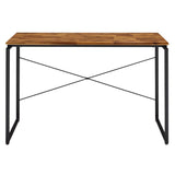 ZUN Oak and Black Writing Desk with Metal Sled Base B062P184531