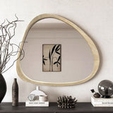 Solid Wood Mirror 45 Inch Asymmetrical Wall Mirror Wooden Framed Mirror Large Sized Dressing Mirror, W1435P241566