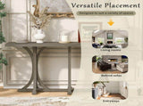 U-Style 59.8'' Wooden Console Table with Oak Veneer Top,Farmhouse Entryway Table with Rubber Wood N711P295300E