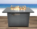 ZUN 11'' H x 42'' L Steel Propane Outdoor Fire Pit Table with Lid B120P147937