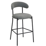 ZUN 26'' Counter height bar stools Teddy fabric cover kitchen island counter bar stool with black powder W2215P196283