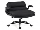 Criss Cross Chair with Flip-Up Arms, Faux Leather Cross Legged Office Chair with Adjustable Height & 78183198