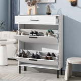 ZUN Shoe Cabinet, Freestanding Shoe Rack Organizer with Drawers & Metal Legs, Modern Shoe W40981153