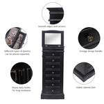 ZUN Jewelry Armoire with Mirror, 7 Drawers & 24 Necklace Hooks, 2 Side Swing Doors 65917753