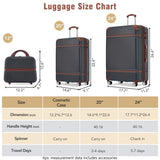 Hardshell Luggage Sets 3 Pieces 20"24" Luggages and Cosmetic Case Spinner Suitcase with TSA Lock N732P171583B