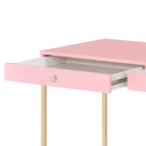 ZUN Pink High Gloss and Gold 2-drawer Writing Desk B062P184535