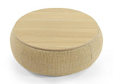Round Storage Ottoman, 2 in 1 Function, Work as End table and Ottoman, Natural W48762888
