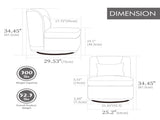 25.2 "Wide Modern Chenille Cushioned Armless Metal Base 360&deg Swivel Chair with Pillow, Suitable W3118P253949