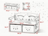 3-in-1 Convertible Kids Toy Box Chest, Storage Chest with 2 Non-Woven Drawers for Bedroom 50859911