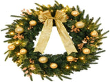 24in Pre-lit Battery Powered Christmas Wreath with Remote, Lighted Artificial Xmas Wreath with 50 01478929