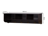 Espresso Entryway Wall Mounted Coat Rack with 4 Dual Hooks Living Room Wooden Storage Shelf 46699279