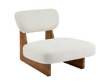Modern Beige Lounge Chair with Polyester Upholstery, Sturdy Wood Base With Natural N767P241702N