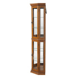 Corner Curio Cabinet with Lights, Adjustable Tempered Glass Shelves, Mirrored Back, Display W1693P165016