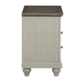 Classic Light Gray Finish 1pc Nightstand with 2x Drawers and Storage Cubby Dark Brown Top Modern B011P199394