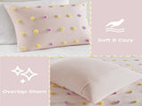 4PCS Twin/Twin XL Cotton Jacquard Pom Pom Comforter Set B035P341216