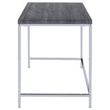 ZUN Weathered Grey and Chrome Rectangular Writing Desk B062P153658