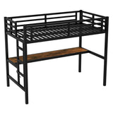 Metal Twin XL Size Loft Bed with Power Outlet and LED Lighted, Space-Saving, Noise Reduced, Black W1580P251090