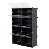 ZUN 7-Tier Portable 28 Pair Shoe Rack Organizer 14 Grids Tower Shelf Storage Cabinet Stand Expandable 95502788