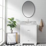 ZUN 30'' Bathroom Vanity with Carrara Natural Marble Top and Backsplash, Bathroom Storage Cabinet with W1059P155206