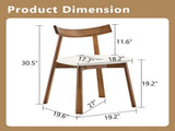 2 walnut colored solid wood dining chairs, with white PU soft cushions and curved backrests that fit W1512P510307